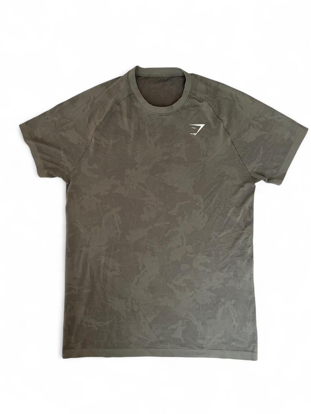 Gymshark Geo Seamless T Shirt Men’s S Core Olive Black Gym Workout Athletic
